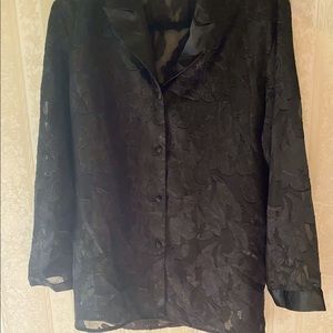 Private Luxuries sheer black button up blouse